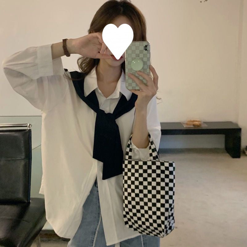 Chic Women's Layered Chiffon Long-Sleeve Shawl Shirt