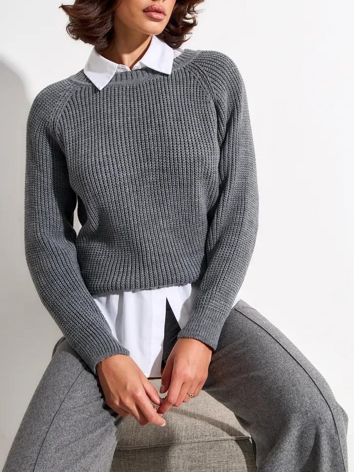 Solid-color Thick-knit Top Womens Sweater