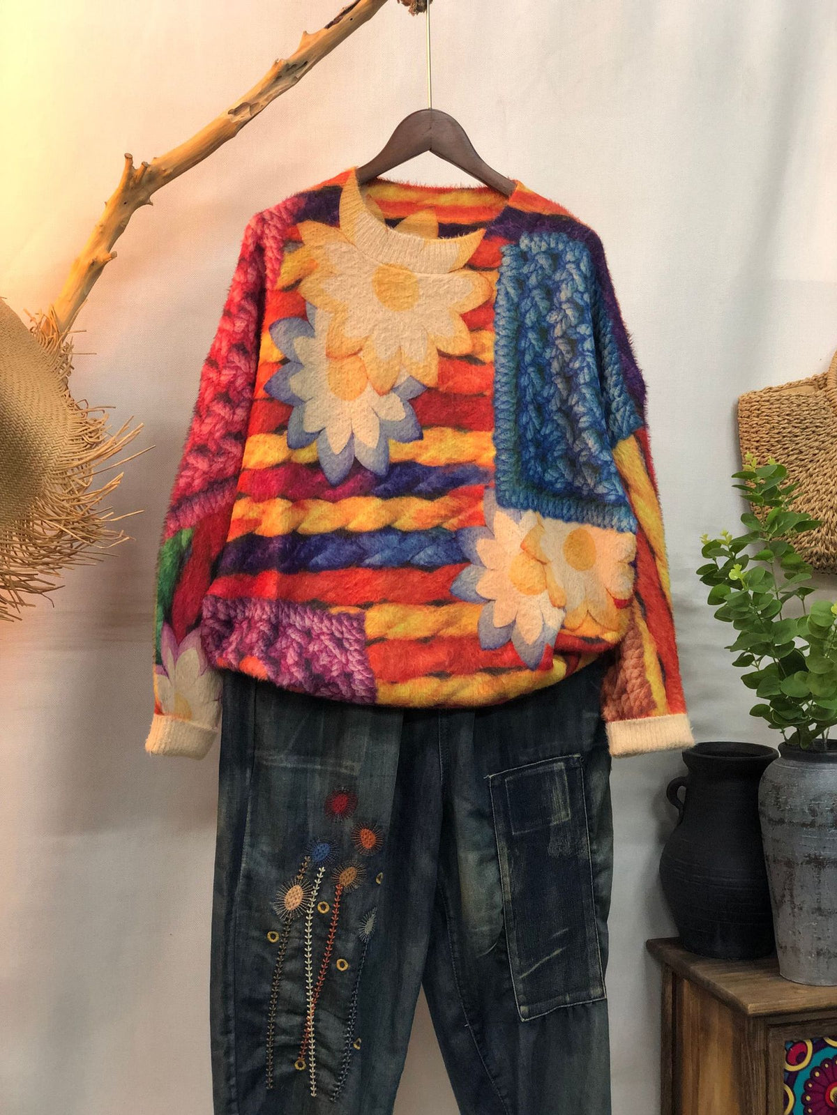 New Women's Loose-fitting Round-neck Sweater for Outerwear