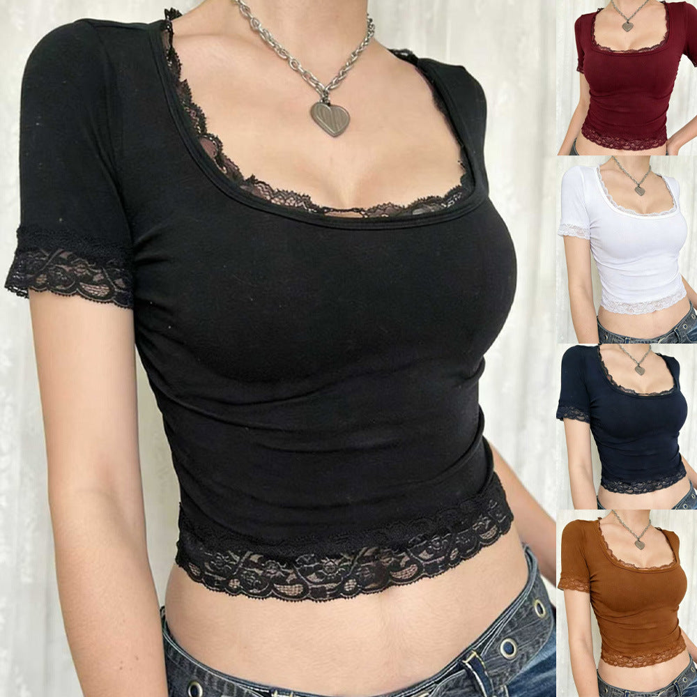 Summer U Neck Lace Butterfly Tee