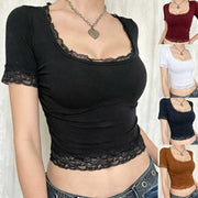 Summer U Neck Lace Butterfly Tee