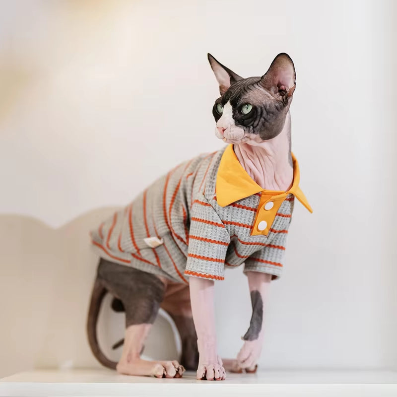 Cozy Cat Clothes - Padded Polo Style with Collar & Sleeves