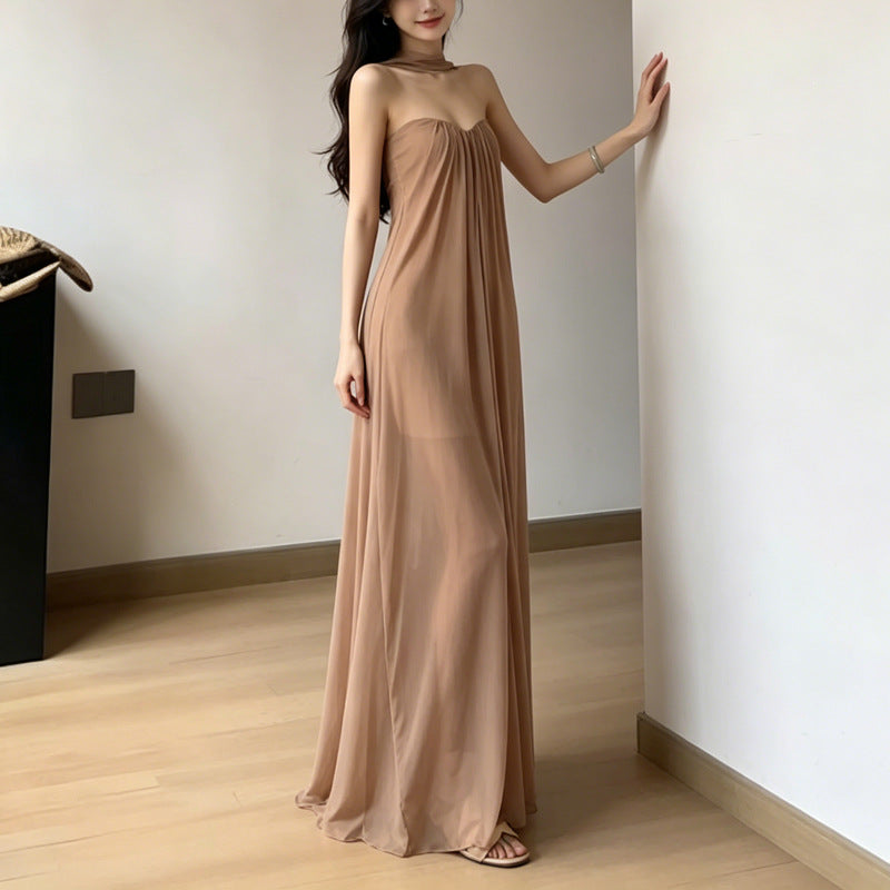 Springsummer Soft-style Strapless Mesh Dress for Women