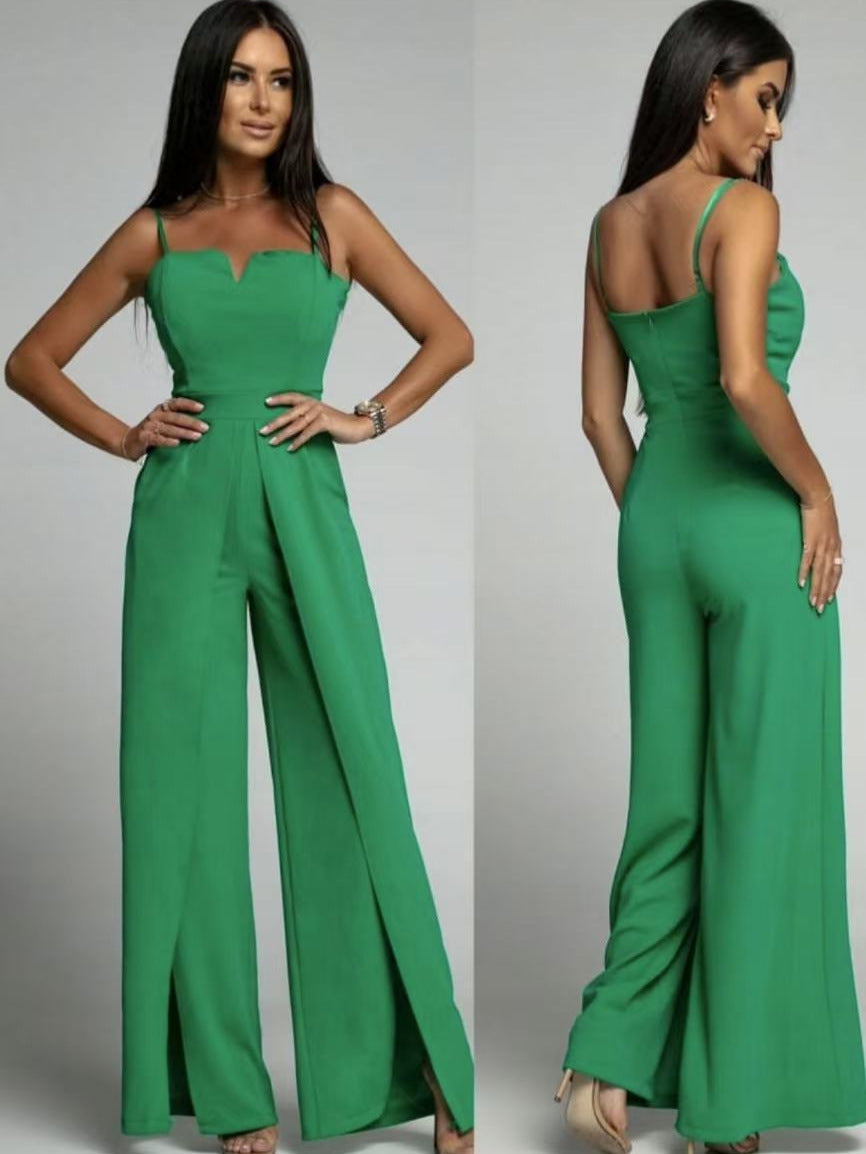 Sleek Bustier Slit Jumpsuit for Women