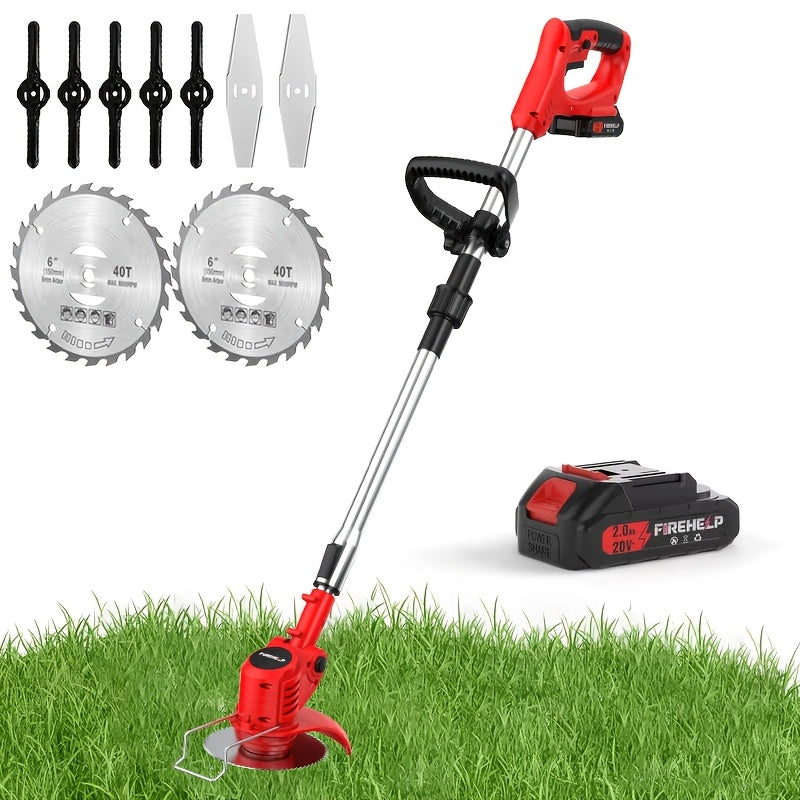 Portable Cordless 3-in-1 Electric Lawn Mower with Adjustable Height, Rotating Head, 3 Blades and Dual Lithium Batteries