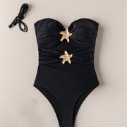Solid Color Strap Tube Top Two Wear Sexy Siamese Bikini