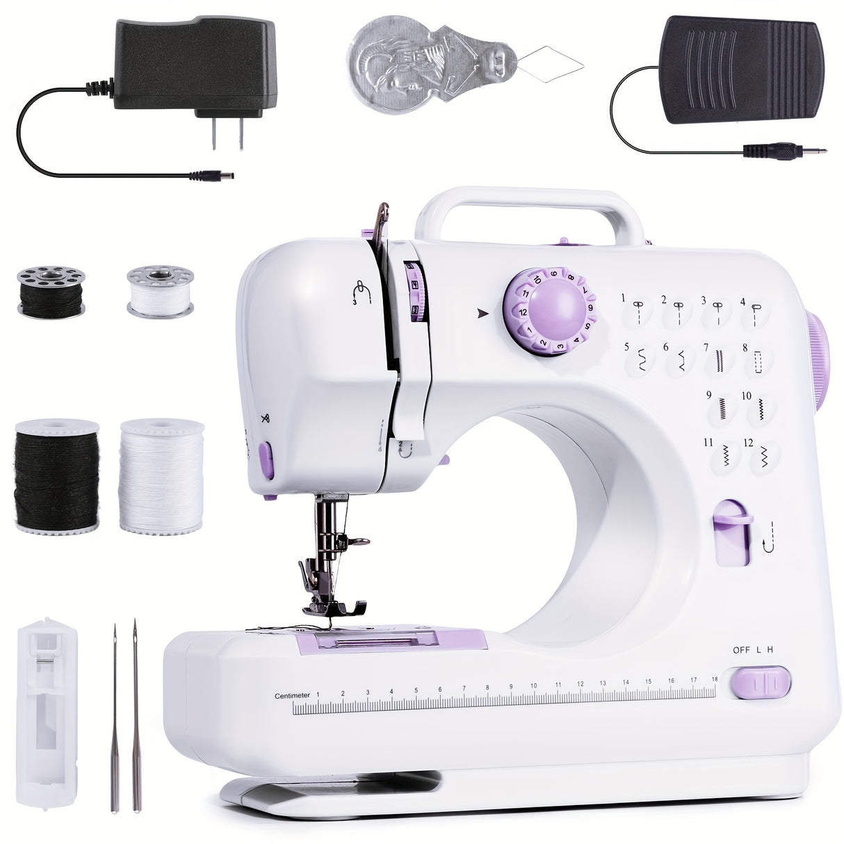 Portable Electric Sewing Machine Pro with 12 Stitches Patterns, Adjustable Speed, Overlock, Sewing Machine Parents, Beginners, Hobbyists, Lightweight, Easy to Use, Perfect for Repair, DIY, Crafting...
