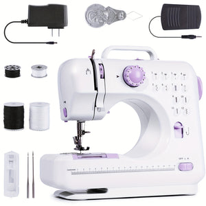 Portable Electric Sewing Machine Pro with 12 Stitches Patterns, Adjustable Speed, Overlock, Sewing Machine Parents, Beginners, Hobbyists, Lightweight, Easy to Use, Perfect for Repair, DIY, Crafting...