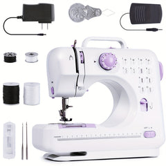 portable electric sewing machine with 12 stitch patterns for beginners