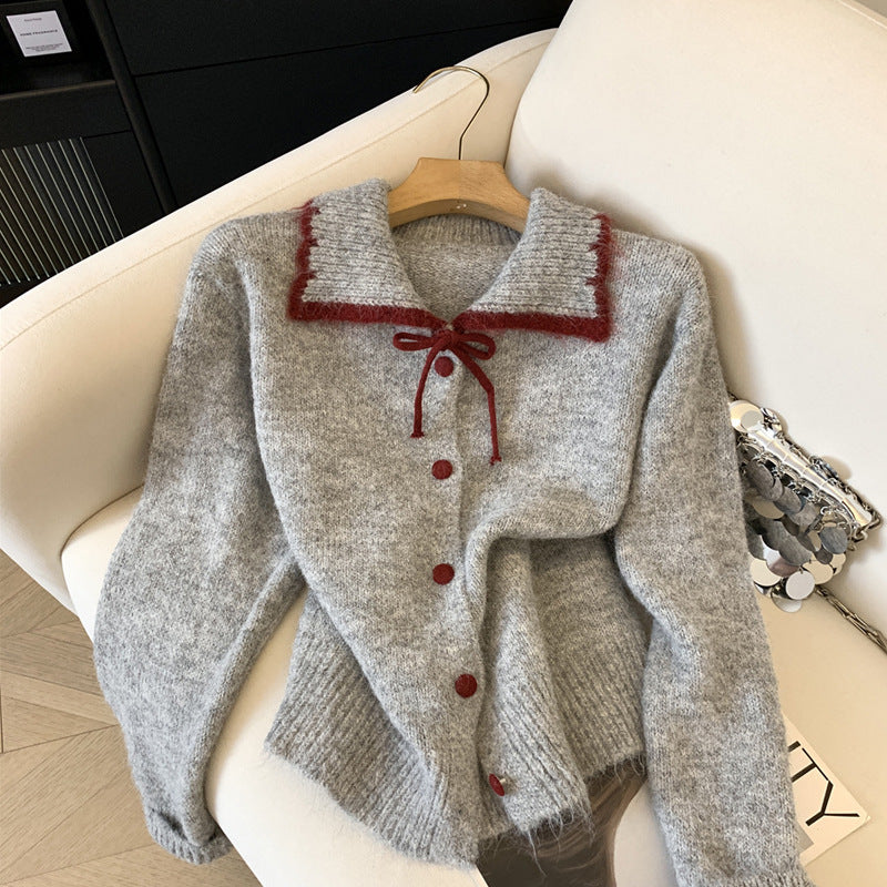 Color-block Knitted Cardigan Sweater Coat for Women