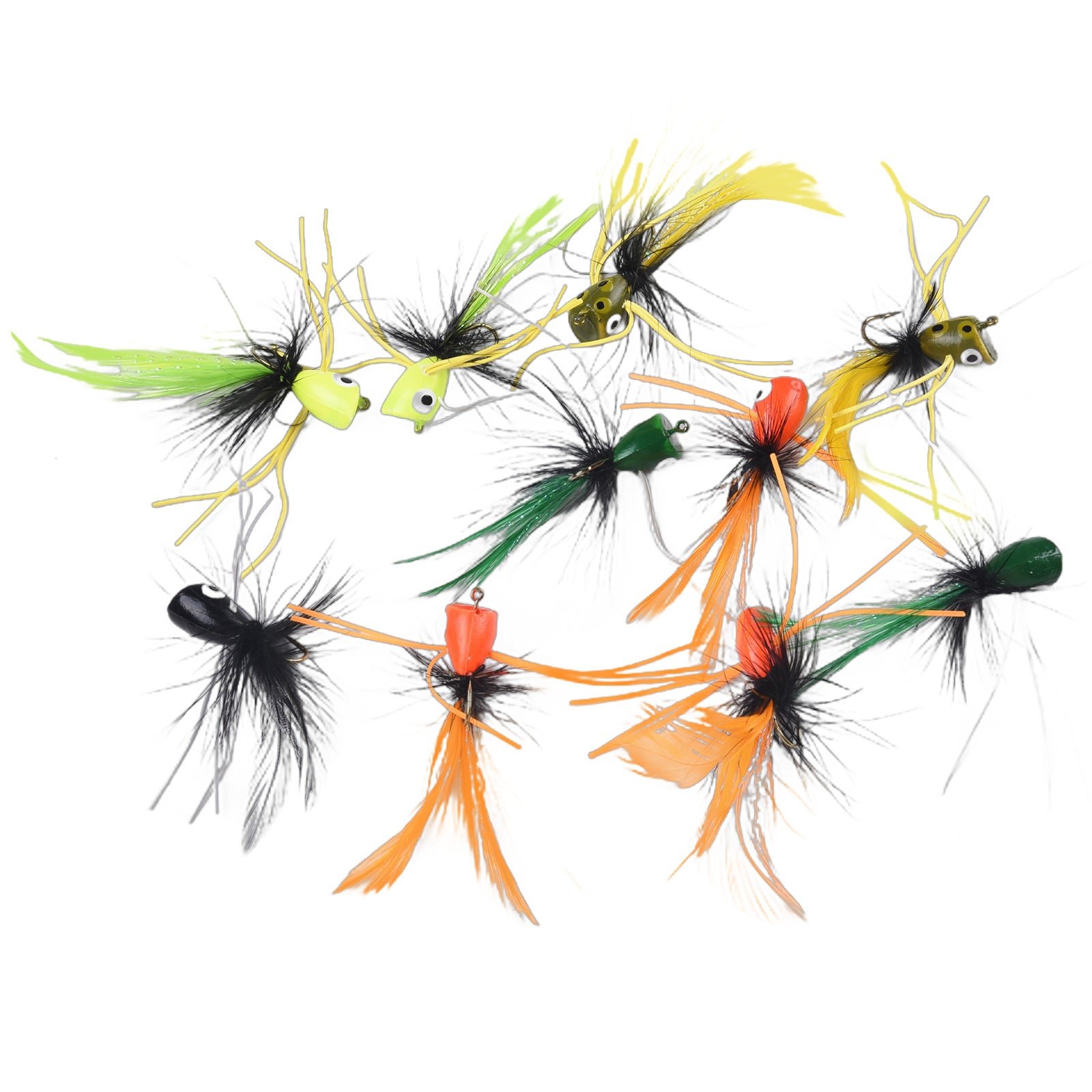 8‑Piece Set of Popper Heads with Barb Fishhooks for Fly Tying – Suitable for Bass, Trout, Salmon, Carp