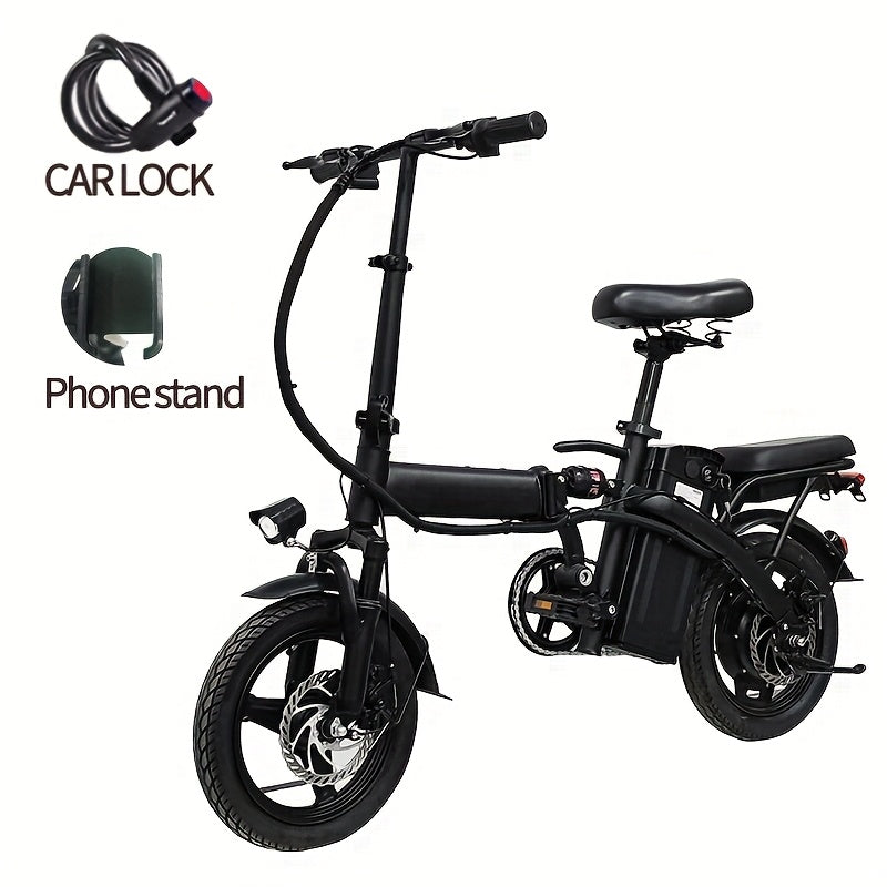 14-Inch Foldable Electric Bicycle – 48V Lithium Battery, 330 lb Load Capacity, 19 mph Max Speed, 18-28 mile Range