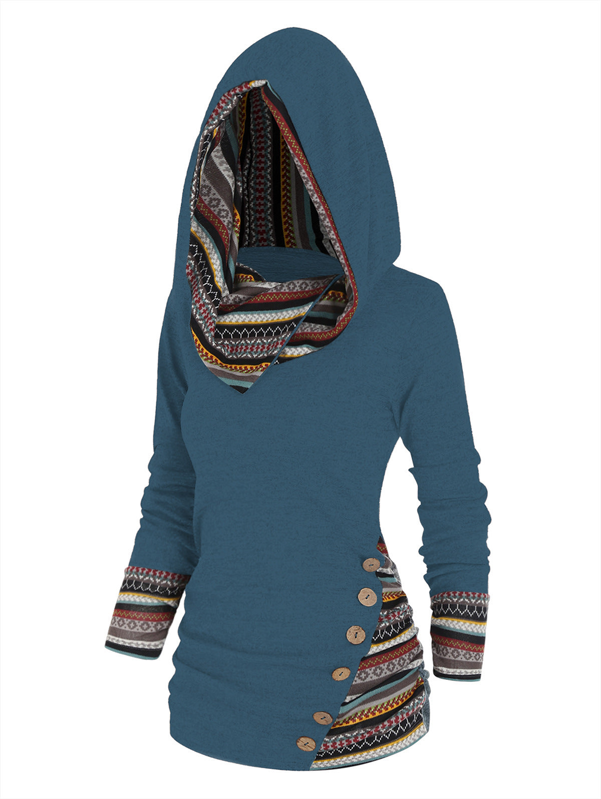 Women's Geometric Knit Button-Up Long Sleeve Top