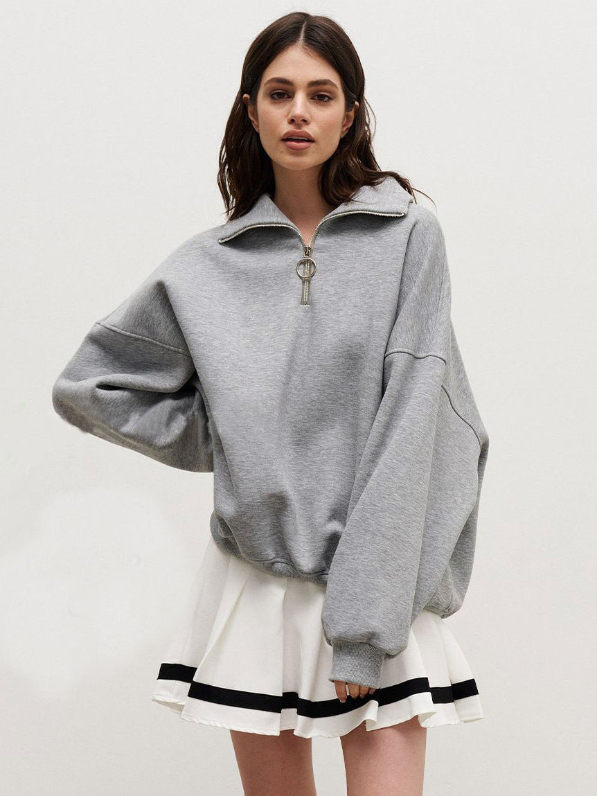 Women's Casual Zip-Up Hoodie & Loose Sweatshirt