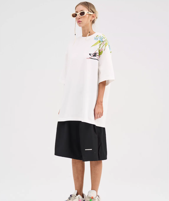 Floral Embroidered Cotton Short-Sleeve T-Shirt