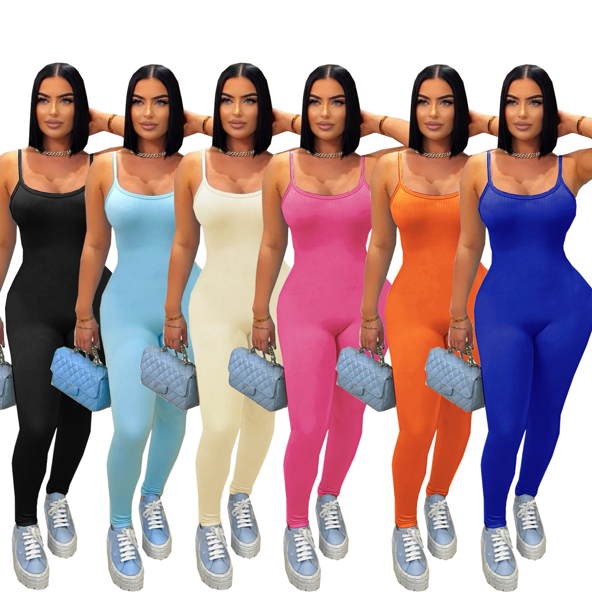 Ribbed Backless High-Waist Bodycon Jumpsuit