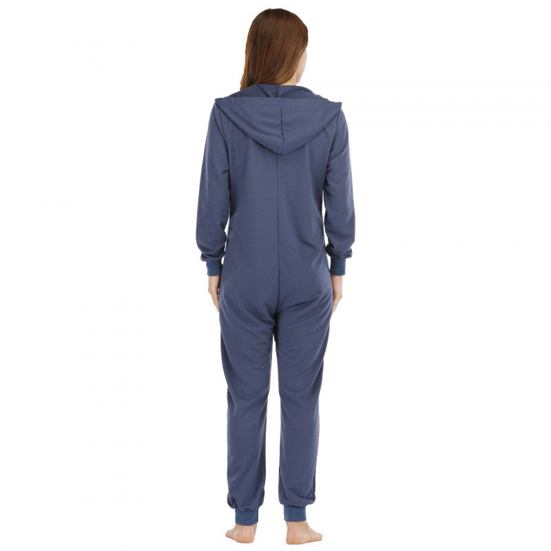 Womens Fashionable Hooded Jumpsuit Loungewear