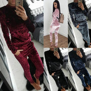 Velvet Long-sleeve Jumpsuit Set for Women