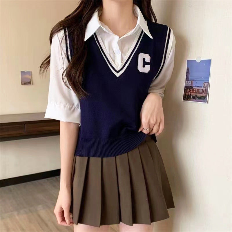 Women's Niche Design Short-sleeved Knitted Top