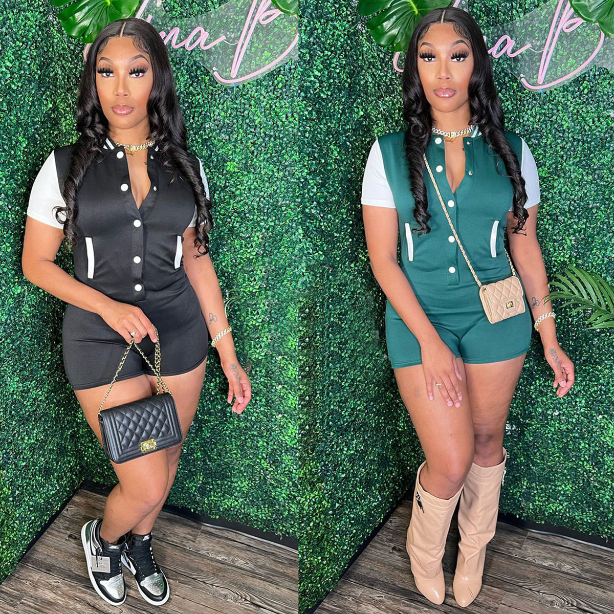 Chic Buttoned Bodysuit Waist-Cinching Jumpsuit