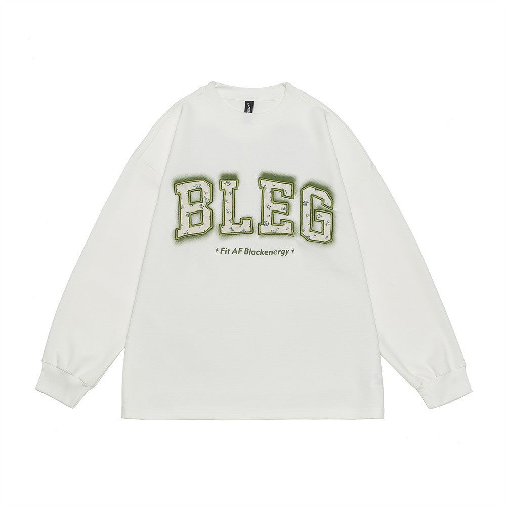 Chic Floral Letter Embroidered Crew Neck Sweatshirt
