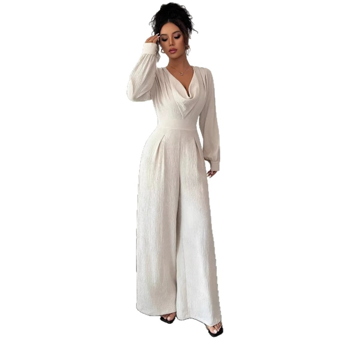 Elegant Off-the-Shoulder Long-Sleeve Jumpsuit