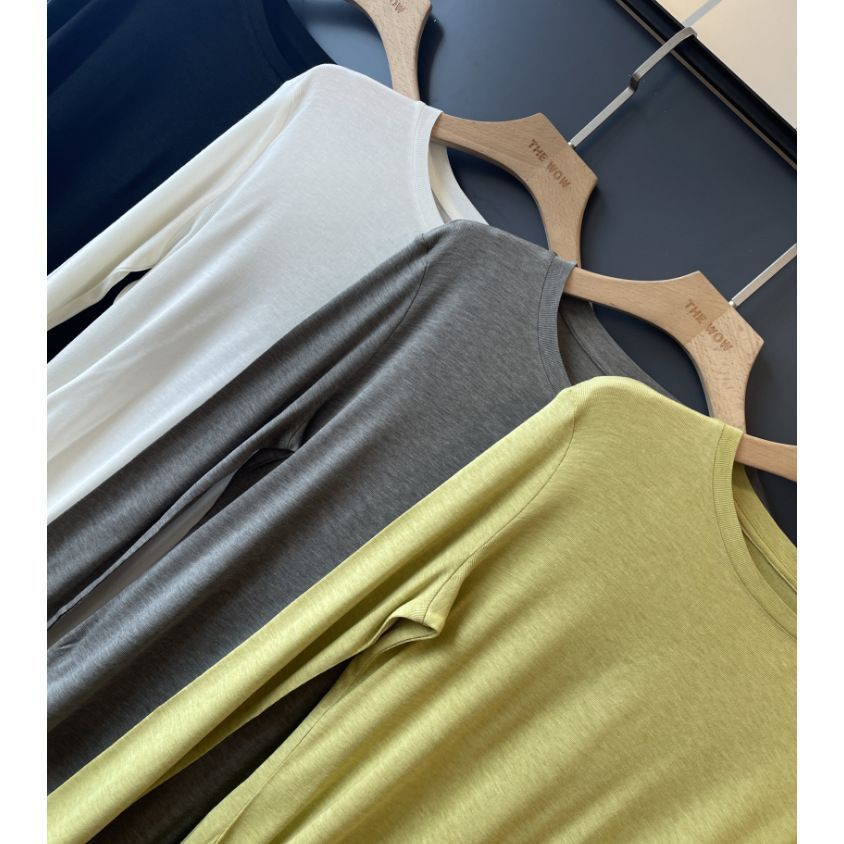 Autumn Loose-fit Figure-flattering Off-shoulder Soft-texture Long-sleeve T-shirt for Women