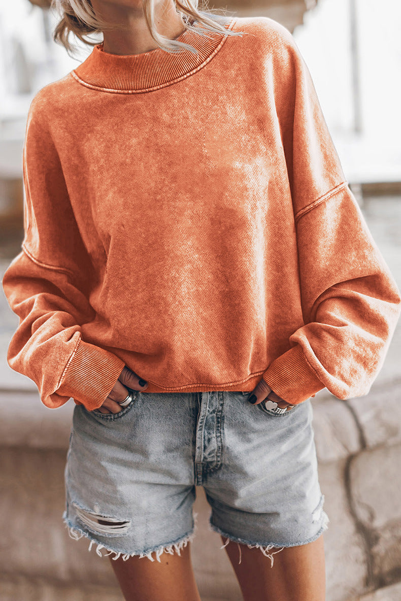 Cozy Solid Color Loose Crew Neck Casual Sweater