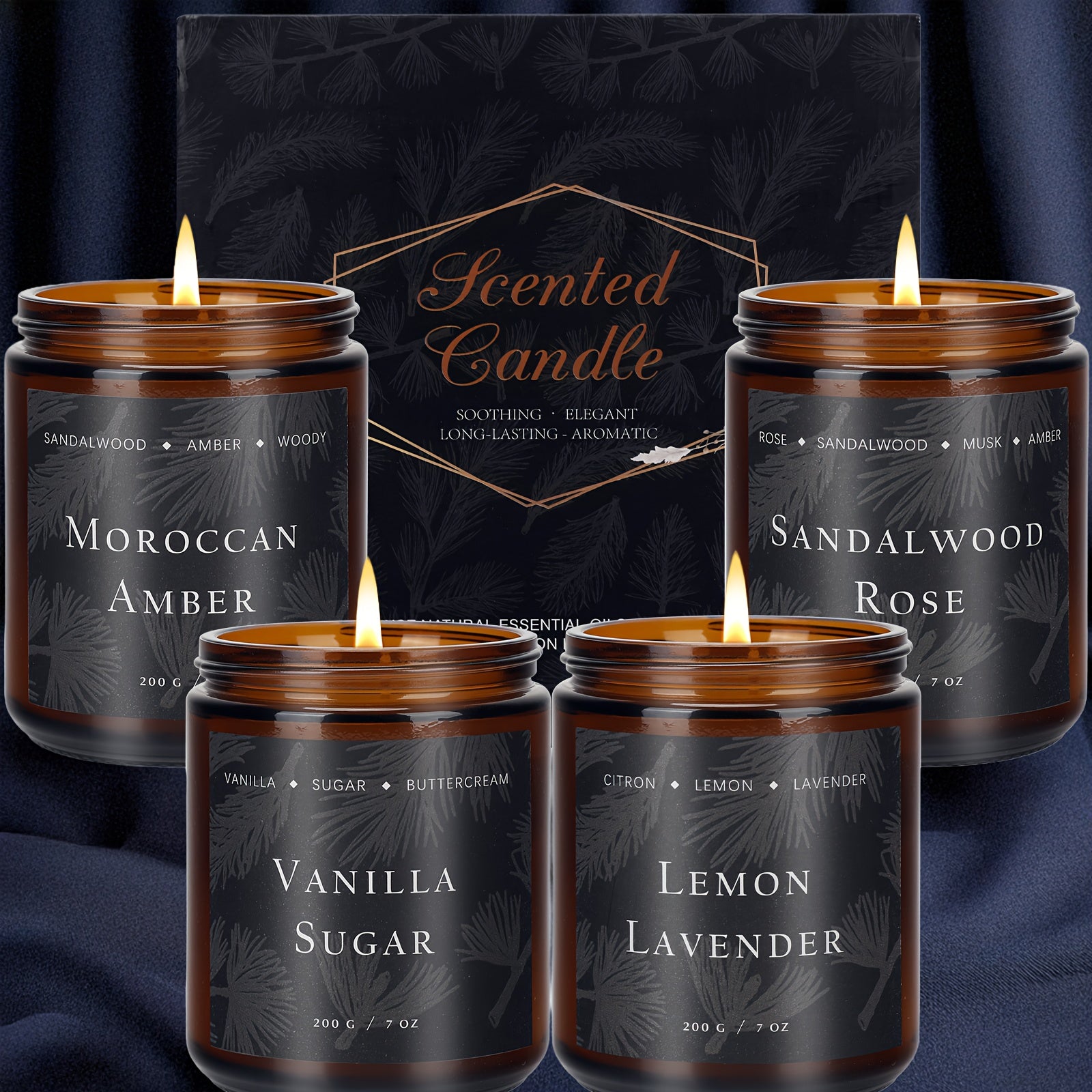 4-Pack 28‑oz Soy Wax Candle Set – Lemon Lavender, Vanilla Sugar, Sandalwood Rose, Moroccan Amber