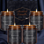 4-Pack 28‑oz Soy Wax Candle Set – Lemon Lavender, Vanilla Sugar, Sandalwood Rose, Moroccan Amber