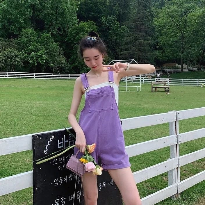 Denim High-Waist Overalls Slimming Casual Jumpsuit