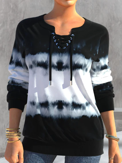 Gradient Print Loose Long Sleeve Fashion Sweater