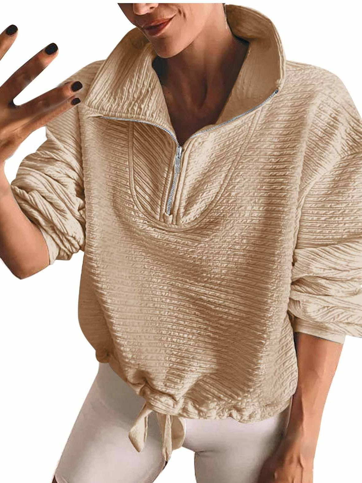 Women's Half-Zip Lapel Sweatshirt & Drawstring Pullover