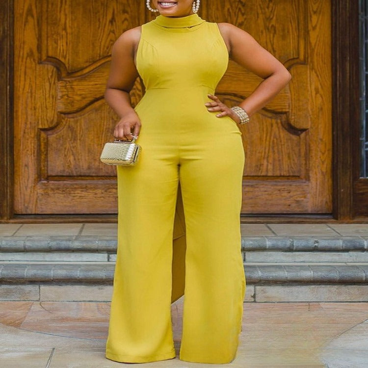 Ribbed Knit Sleeveless Slim Fit Women's Jumpsuit