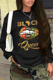 Casual Long Sleeve Printed Loose Crew Neck Autumn Sweater