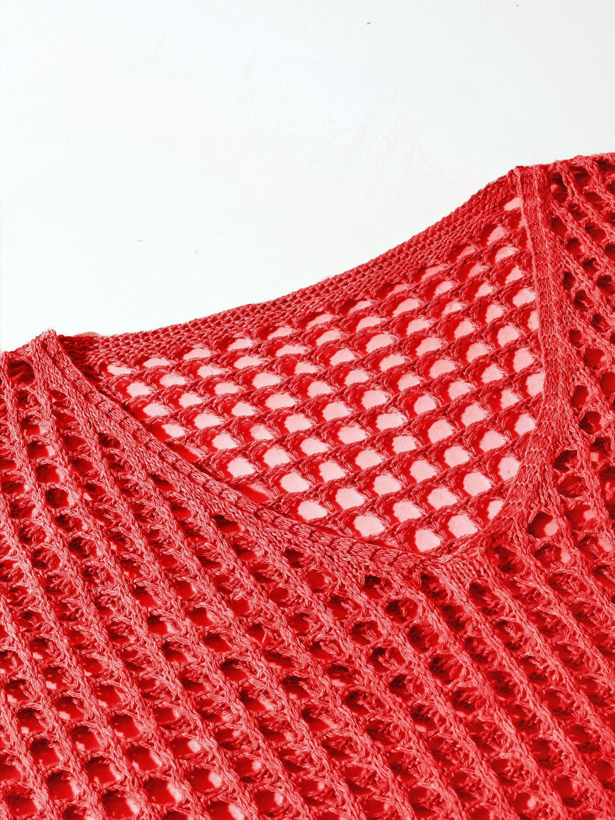 V Neck Hollow Out Knit Tunic Top Batwing Half Sleeve Loose Mesh Cover Up