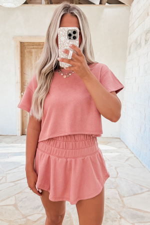 Blossom 2Pcs Cropped Tee And Ruffle High Waist Skort Set