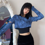 Trendy Tie-Dye Long-Sleeve Women's Pullover Shirt
