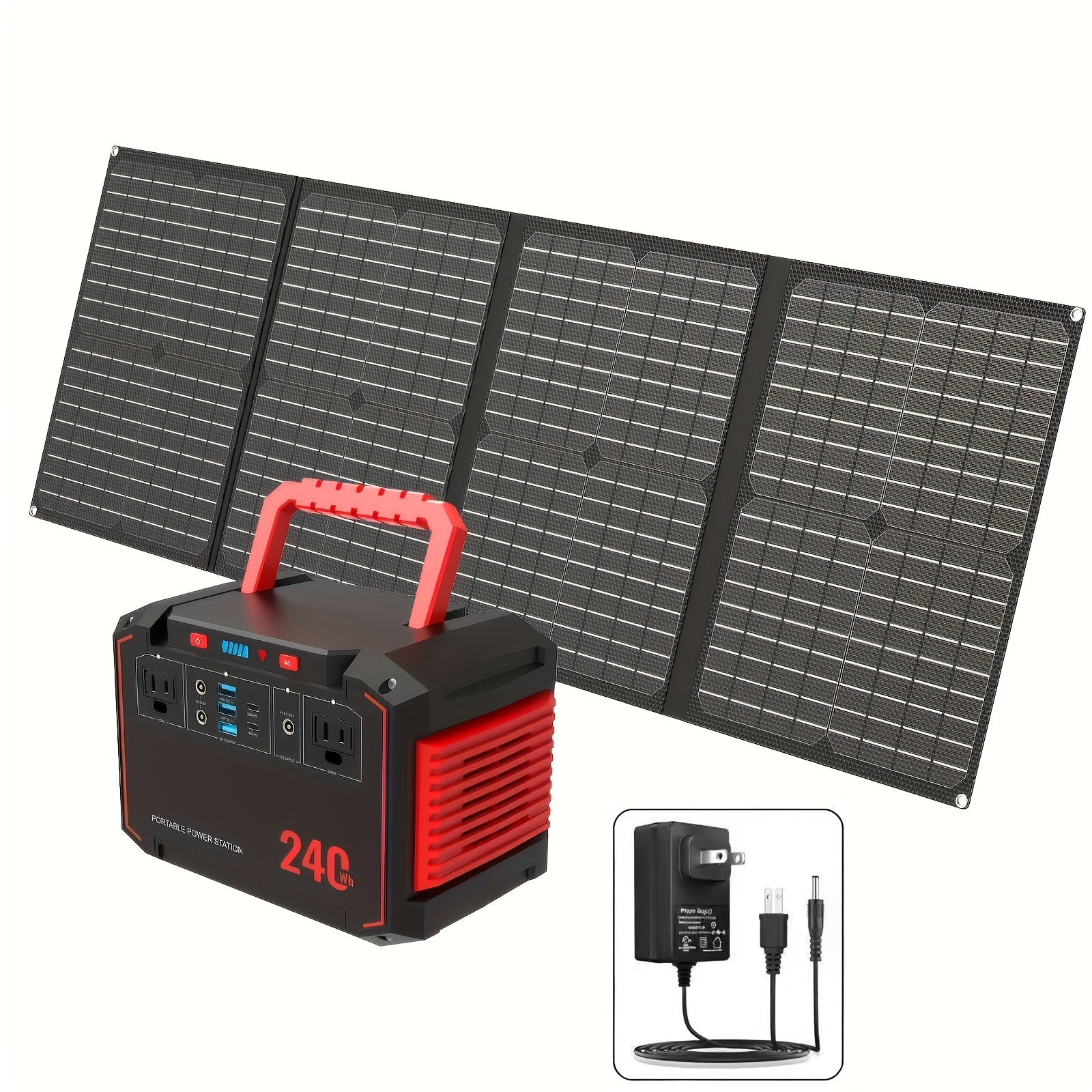 88.8Wh Solar Generator Portable Power Station with 30W Solar Panel and 24000mAh Battery