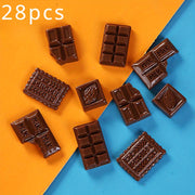 28 Random-Color Chocolate Bar Resin Charms for Crafts and Jewelry