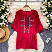 Embroidered Short Sleeve Women's Top – Fresh Sweet Style