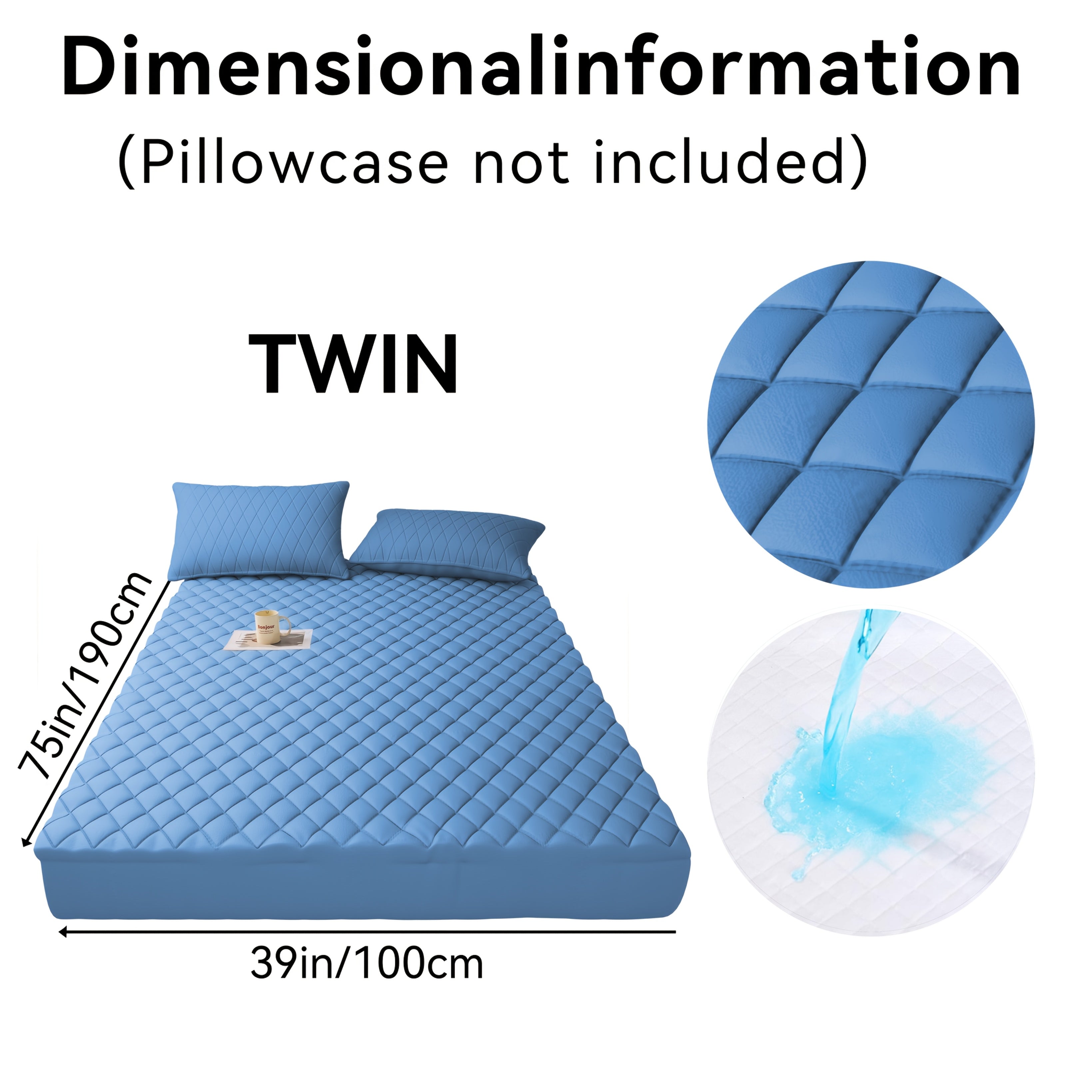 Waterproof Mattress Protector Quilted Thickened Comfortable Bedspread Layer with Deep Pocket Design, Warm Breathable Bedding for Bedroom Guest Room Hotel, Great for Holiday Gifts Black Friday And...