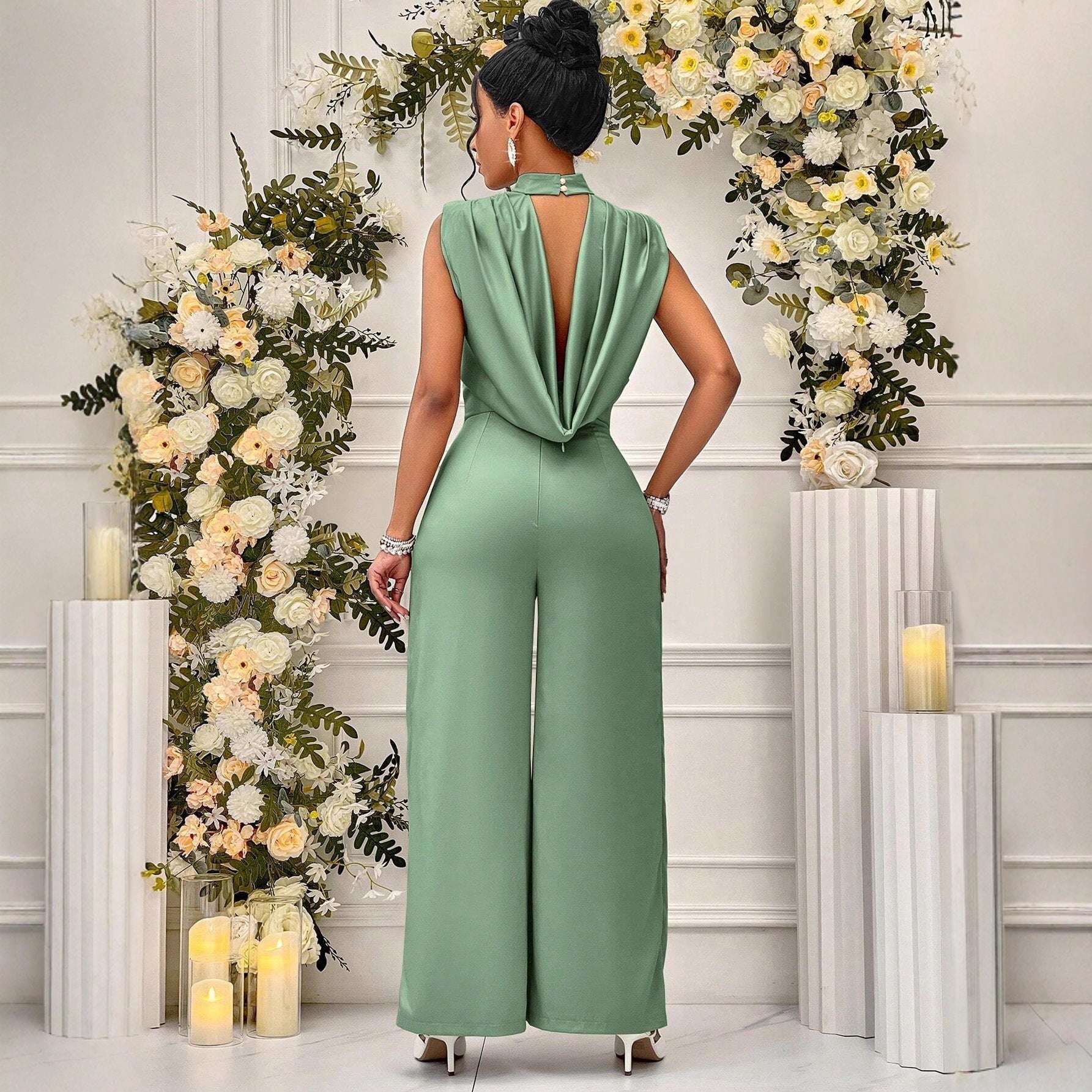 New Style Fashionable High-Waisted Sleeveless Elegant Waist-Cinching Trousers Womens Jumpsuit
