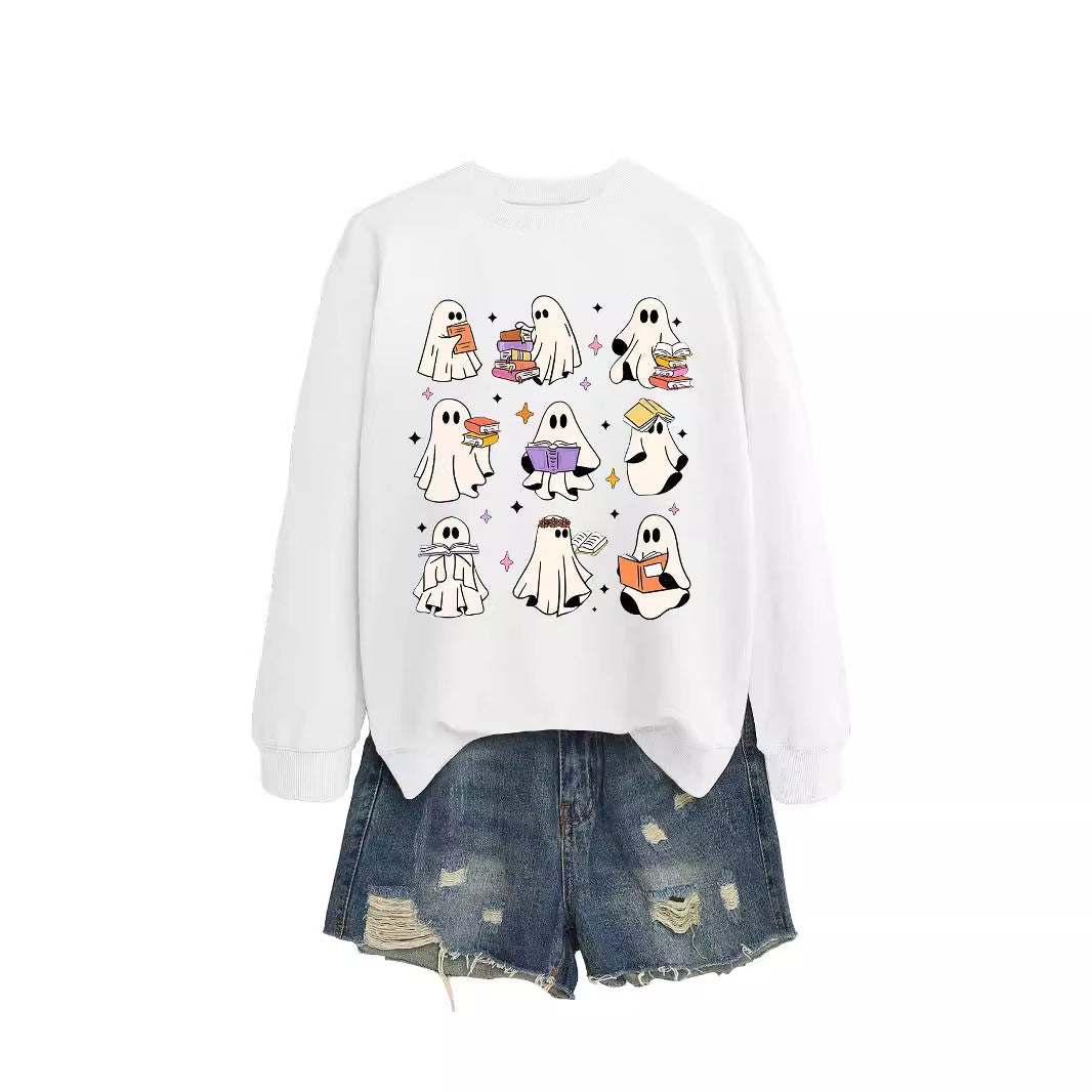 Women's Cozy Reading Print Pullover Sweater