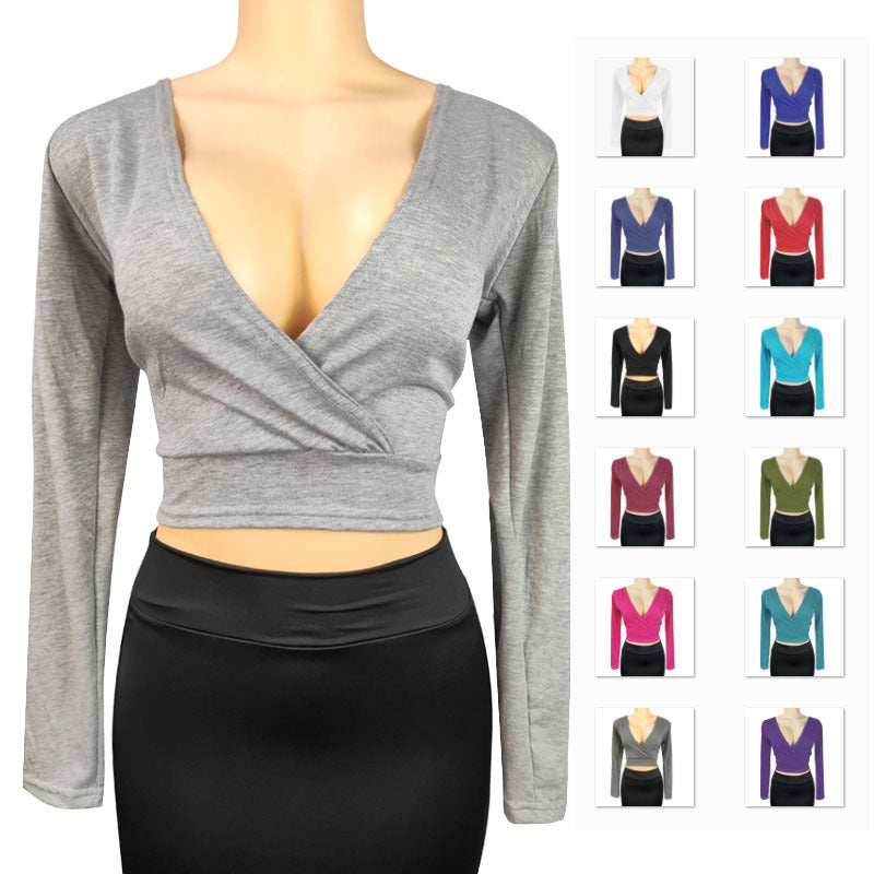 Deep V-Neck Long-Sleeve Bodycon Top – Sleek, Sexy & Instagram‑Ready