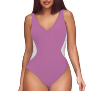Women's One-piece Deep V Contrast Color Swimsuit