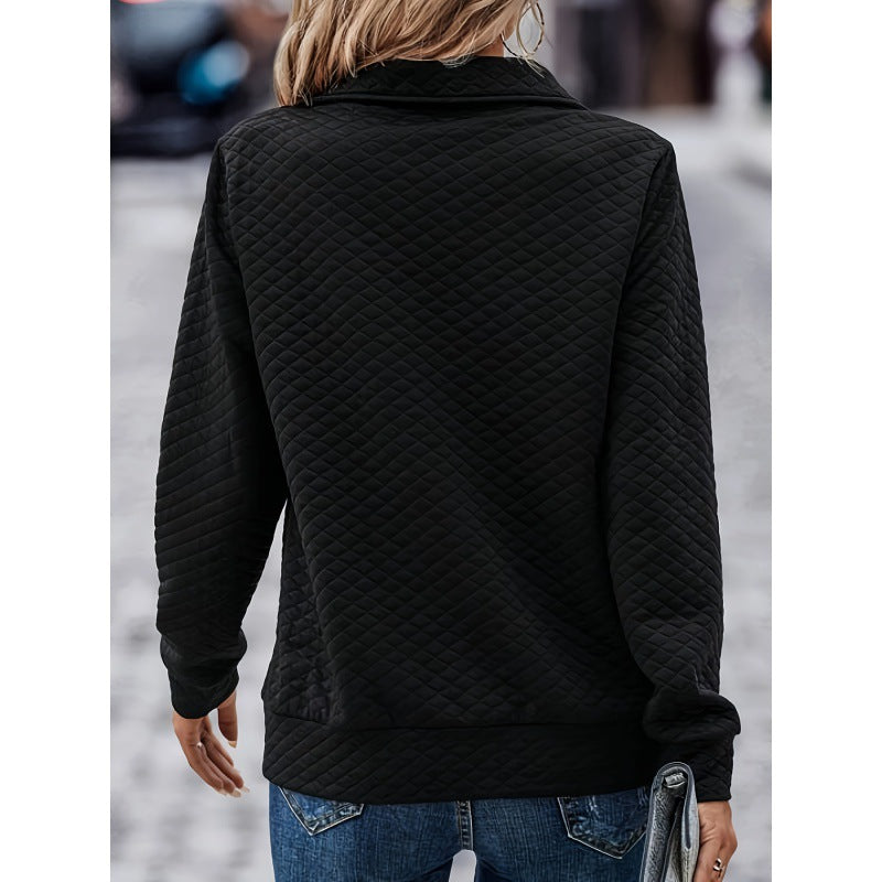 Chic Diamond Lattice Turtleneck Zipper Sweater