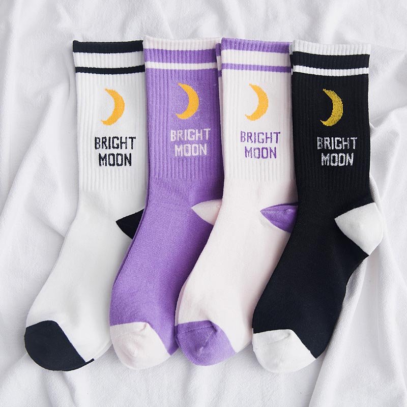 Trendy Women's Socks - Colorful Moon Prints