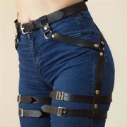 Black Leather-Style Belt Harness for Women