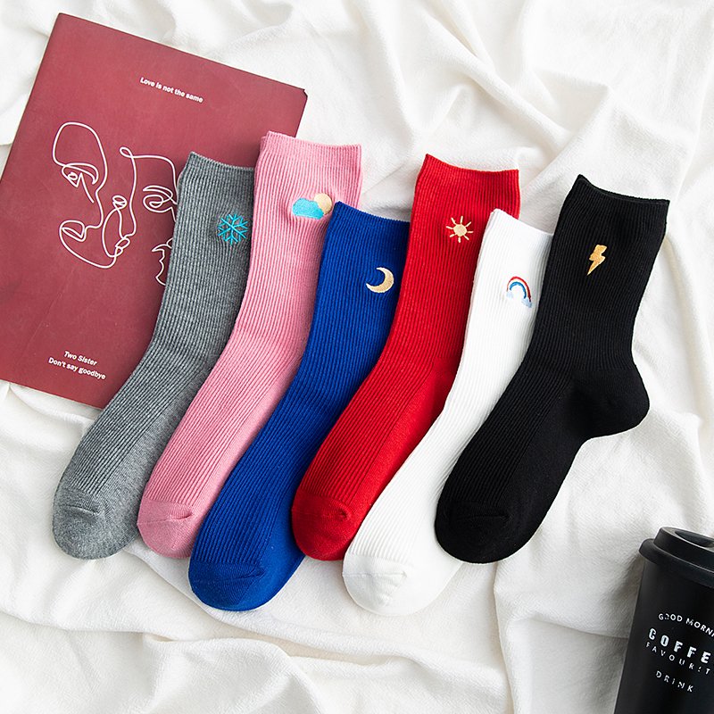 Mid-Calf Socks for Women - Cozy Thin Cotton Socks for Autumn & Winter